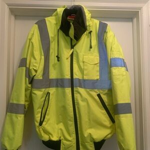 High-Visibility Yellow Safety Jacket with Reflective Stripes